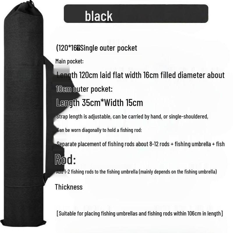 Lightweight Canvas Fishing Gear & Rod Storage Bag with Umbrella Holder
