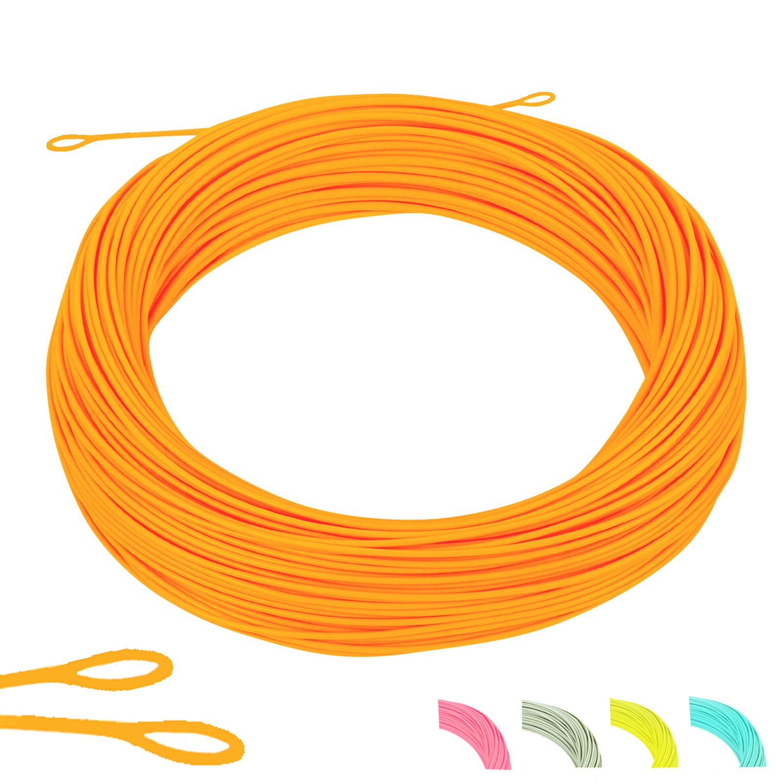 Maxcatch WF fly line 100ft yellow, orange, teal blue, moss WF7F
