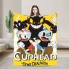 Cuphead cartoon Flannel Blankets  Super Warm Throw Blanket for Couch Chair Camping Fashion Bedspread Sofa Bed Cover