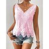 IHUASU Women's Fashion Casual Solid Color Print Sleeveless V-Neck Blouses & Shirts