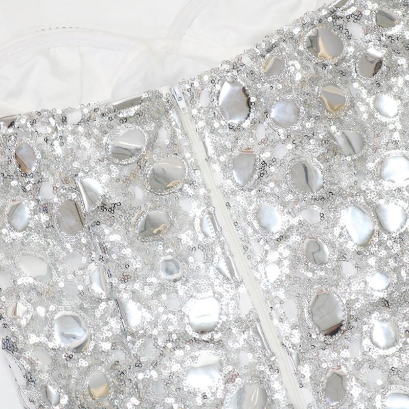 Damemote topp brystveske rumpe kjole Party Hot Diamond paljetter