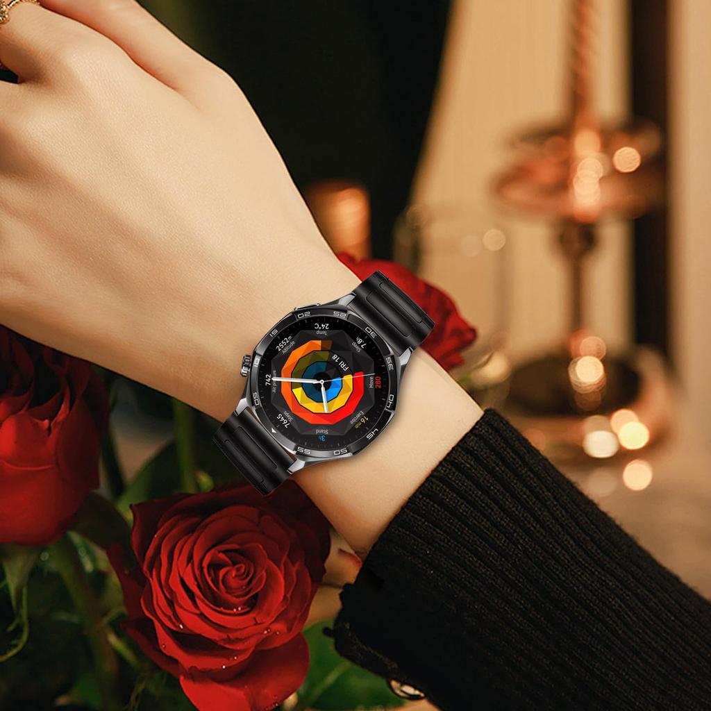 LanQii Stainless Steel Watch Smartwatch Replacement Metal Adjustment Tool Black Band, 18mm, 20mm, 22mm, Band, Strap, Included, (20mm)