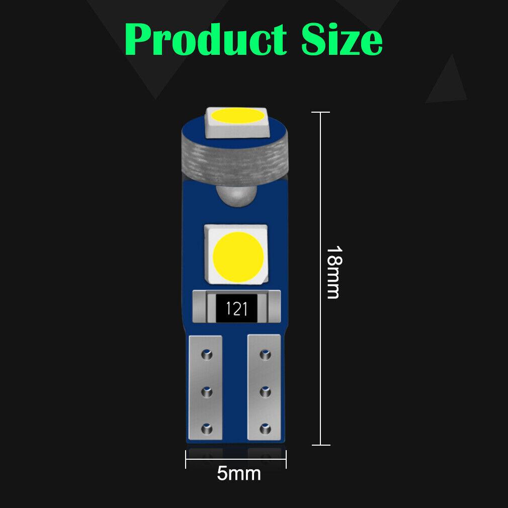 10Pcs T5 LED Lights W1.2W W3W LED Bulbs Super Bright 3030 LED Car Interior Light Auto Side Wedge Dashboard Gauge Instrument Lamp