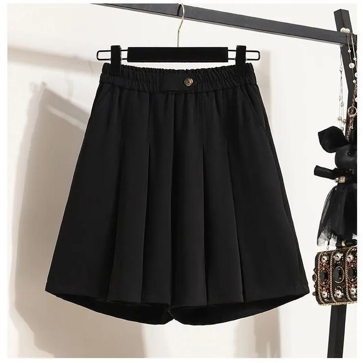 

Women s Plus Size Summer Flattering Pants Skirt High-Waisted Loose Wide-Leg Outerwear Blazer Shorts 3XL чорний