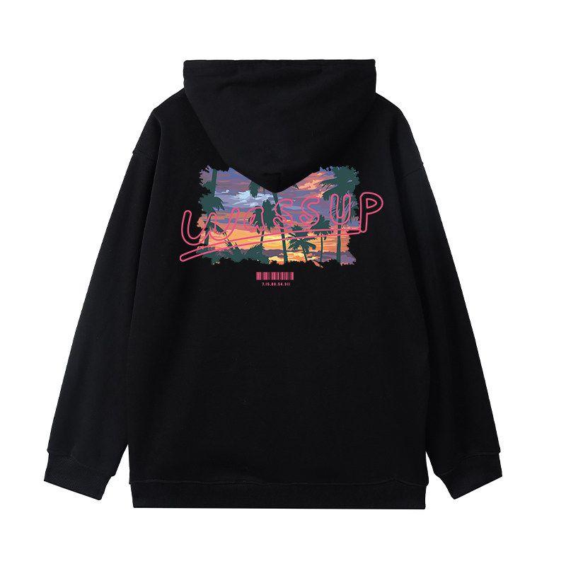 Wassup Heods Heavyweight Sweatshirt for Men, Spring and Autumn Style, Hooded Trendy Brand Oversize Men's Jacket, American Style Top