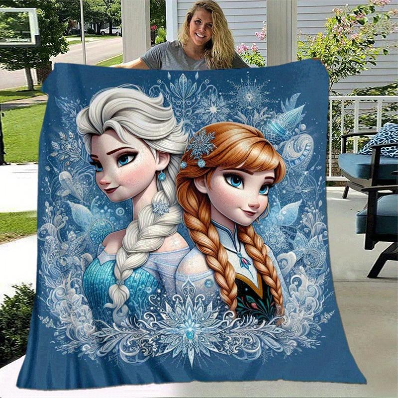 1pc Elsa Printing Blanket - Soft, All-Season Throw for Living Room, Bedroom,Personalized Gift with Adorable Cartoon Design