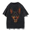 Men Gothic Letter Dog Printed TShirt Hip Hop Streetwear Punk Summer Vintage Washed Oversized T Shirts Tops Men Clothing P