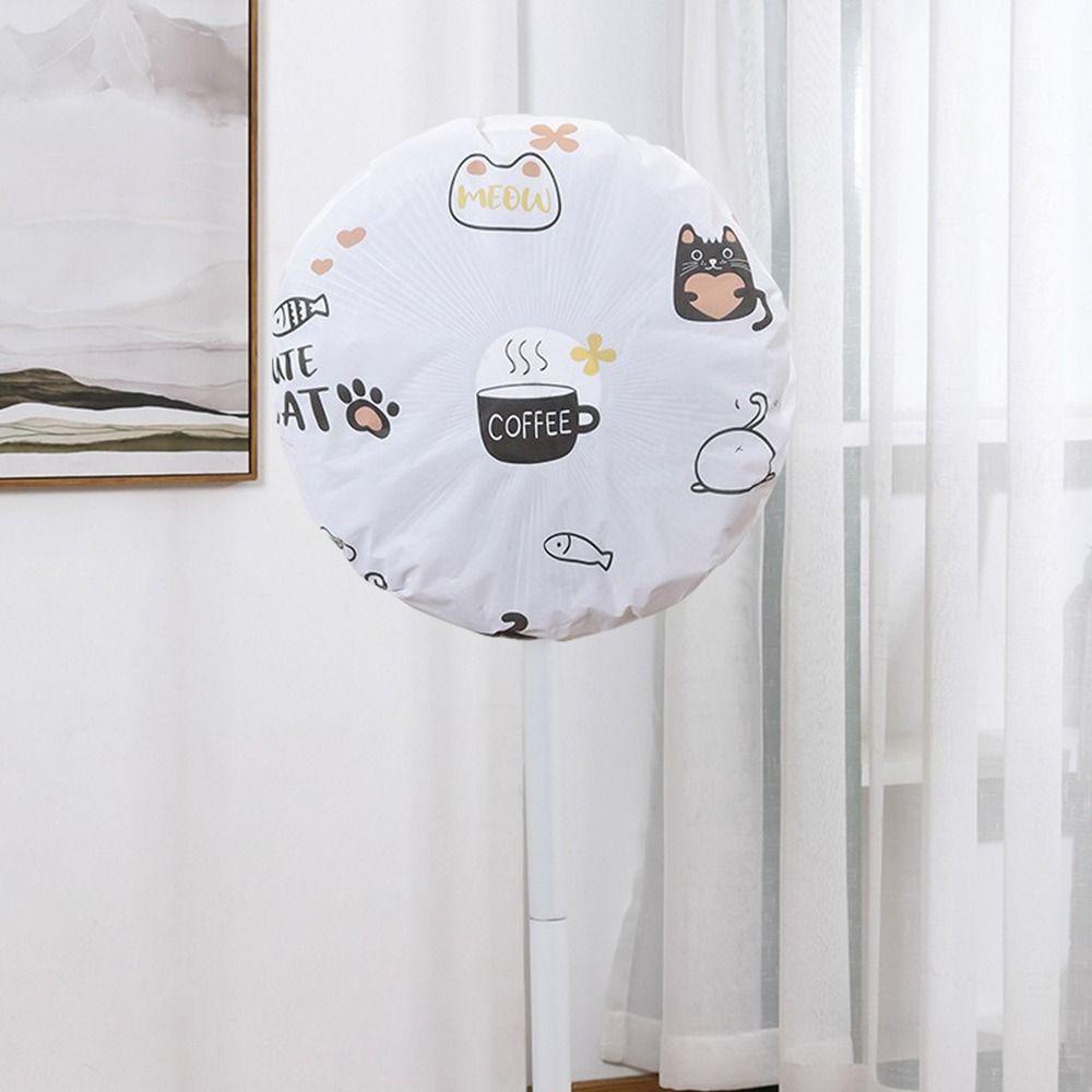 Reusable Fan Dust Protective Cover Waterproof Washable Dustproof Protecter Cartoon Pattern Printing Round Head