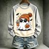 Women's Halloween Printed Neck Sweatshirt Casual Pullover Top