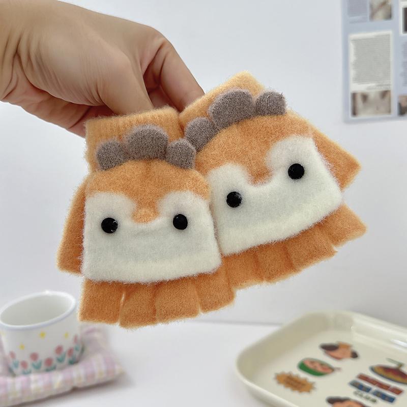 Christmas Penguin Winter Children's Gloves Cute Finger Baby Warm Half Finger Flip Cover for Boys Girls Mittens Gloves 2-6Years