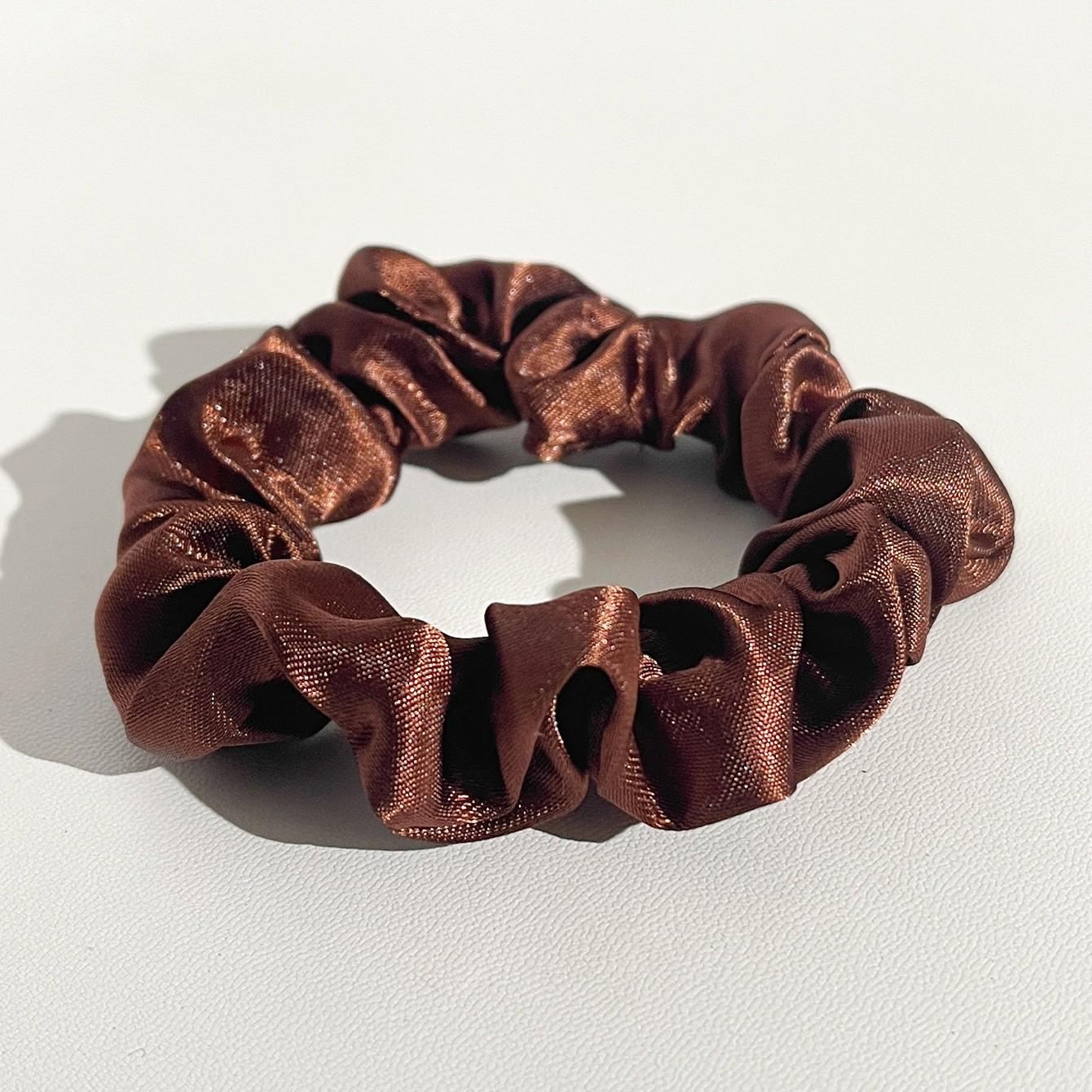 Women S Satin Feeling Large Intestine Hair Band Temperament Tie Head Rope Women S Simple Ball Head Versatile Head Jewelry коричневый