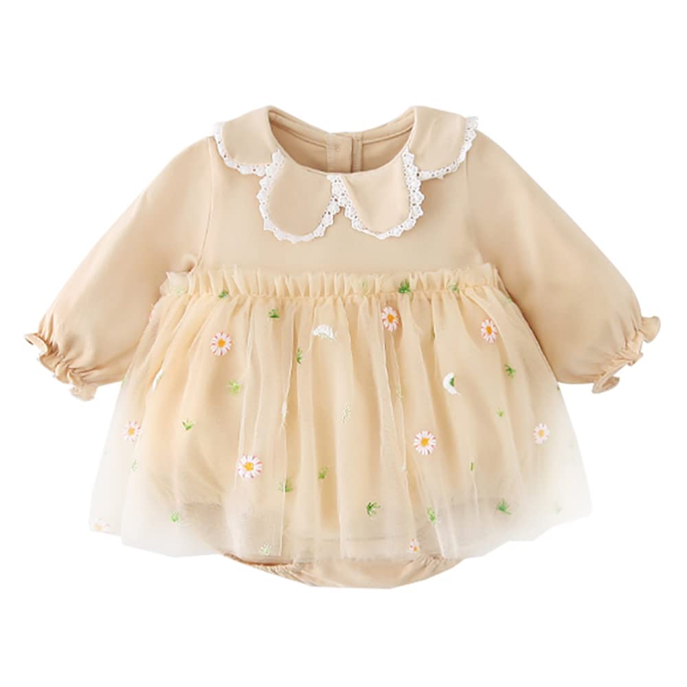 

Reegoo Peter Детский комбинезон-платье боди с тюлем для новорожденных, вышитая хризантема, размер по возрасту в месяцах, юбка, весна/осень, одежда для девочки, принт,