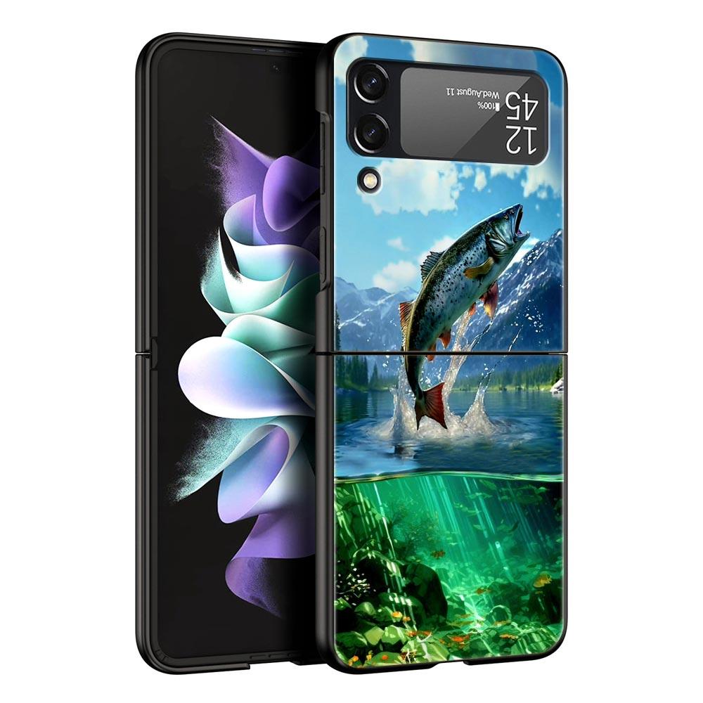 Hunting Fishing Man Hard PC Phone Case For Samsung Galaxy Z Flip 7 6 5 4 Black Cover For Galaxy Z Flip 3 Foldable Fundas Shell