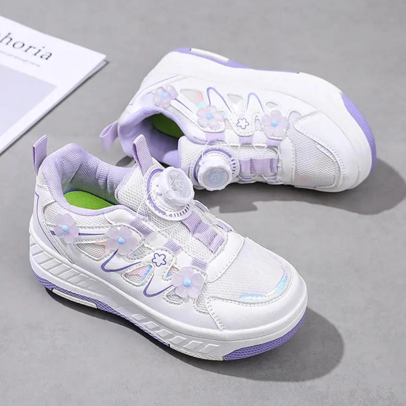 2025 Kinder kleine Blume verziert Vierrad Rollschuh Sportschuhe atmungsaktiv Rollschuh Mädchenschuhe Urlaubsgeschenke