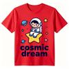 Unisexs Cotton Tshirt Cosmic Dream Letter Cute Astronaut On Star Print Short Sleeve Plus Size Space Theme Casual Streetwear Tops