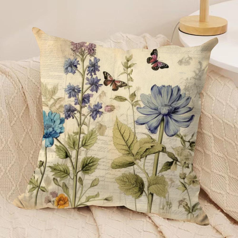 Vintage Floral Cushion Cover Soft Plush DoubleSided Printed Sofa Pillow Cushion Cover Cozy AllSeason Durable Decor Gift