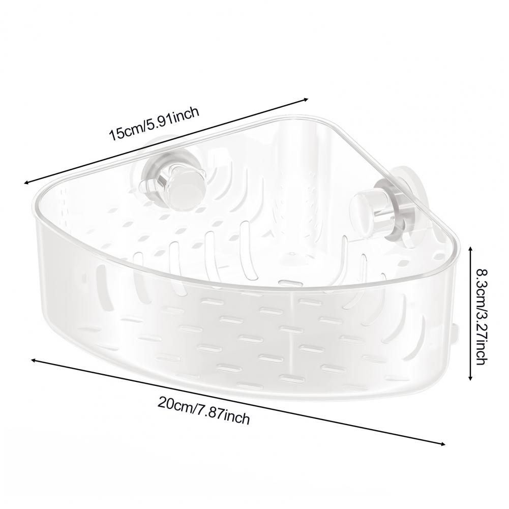 Drain Rack Hollow Drain Shelf Suction Cup Corner Sink Strainer Sponge Holder with Drain Hole Capacity for Utensils