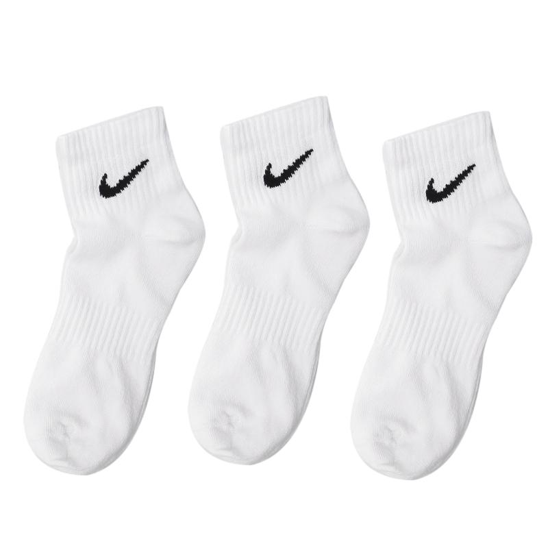 Nike (Nike) Unisex Socks, Three Pairs, Running Training Sports Socks, Fashionable, Comfortable, Breathable Casual Socks, White Mid-Calf Socks Sx7677-1 L