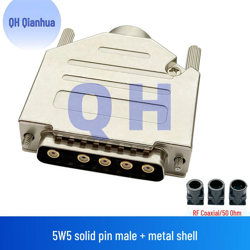 RF Coaxial 5W5 Male-Female Solder Type Straight Plug Socket D-SUB Connector