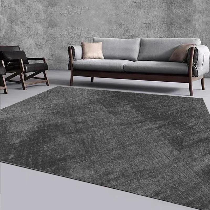 Solid Color Living Room Carpet Simple Rugs for Bedroom Decoration Maison Dirt Resistance Black Floor Mat Large Area Parlor Rug