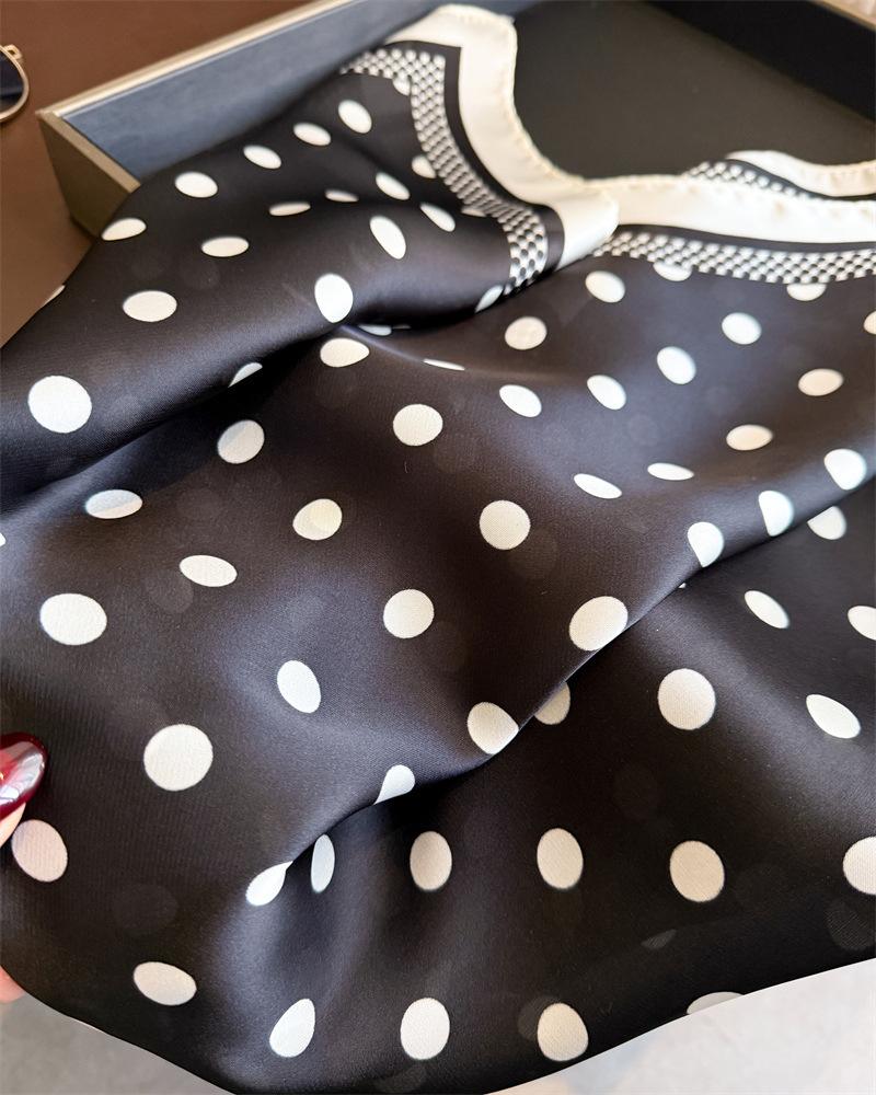 Fashion Dot Print Silk Square Scarf Women Soft Satin Kerchief Foulard Hairband Hands Bag Ribbon Head Hijab Neckerchief Headband