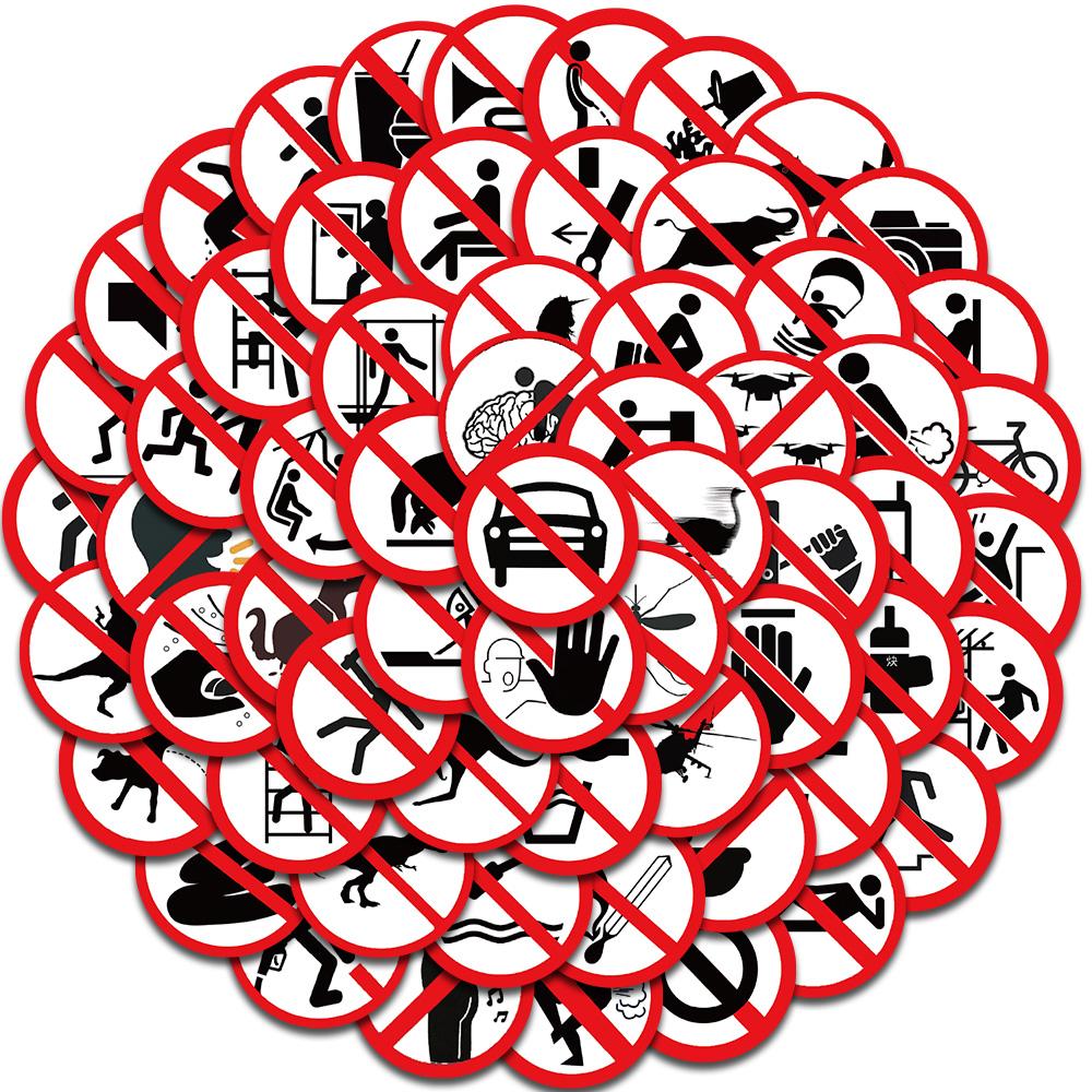 62PCS Funny Prohibition Sign Sticker Nostalgia Vintage Laptop Luggage Skateboard Art Picture Aesthetic Decoration Stickers