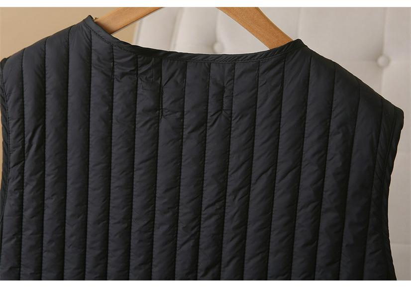 2025 Autumn/Winter Plus Size Vertical Stripe Lightweight Padded Vest for Slimming Chubby Girls, Style 1754