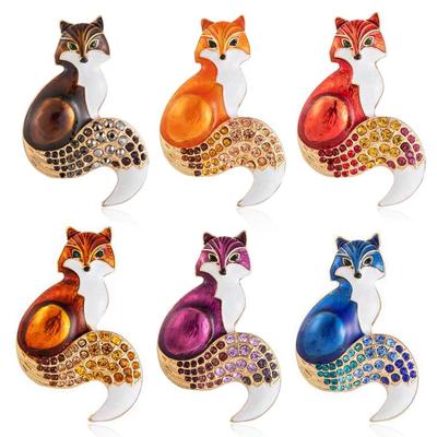 Stylish Alloy Fox Brooch with Crystals In Multiple Colors