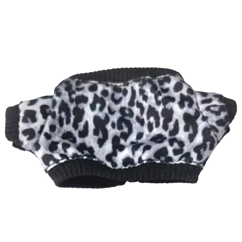 Leopard print jacket, 10cm plush doll outfit, black. Perfect for mascots, idols, K-pop dolls, and other fan activities. [Used]