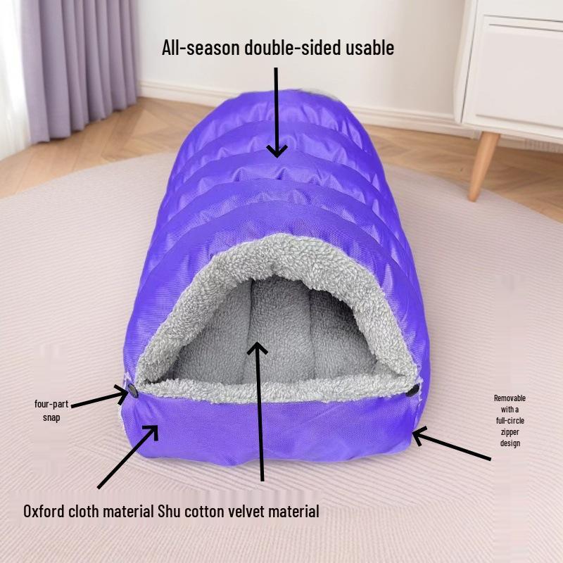 Cat & Small Dog Winter Warm Semi-Closed Nest - Spacious All-Season Sleeping Bag