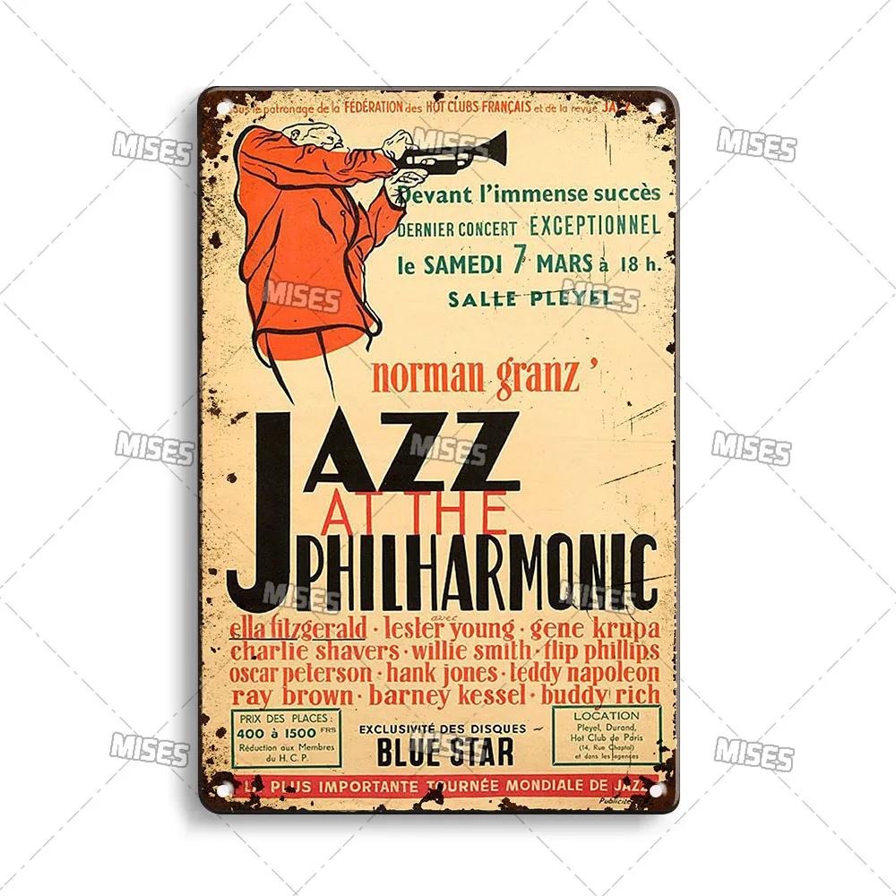MISES JAZZ Metal Poster Vintage Metal Tin Sign Decorative Plate Metal Sign Music Metal Plaque Home Bar Studio Industrial Decor
