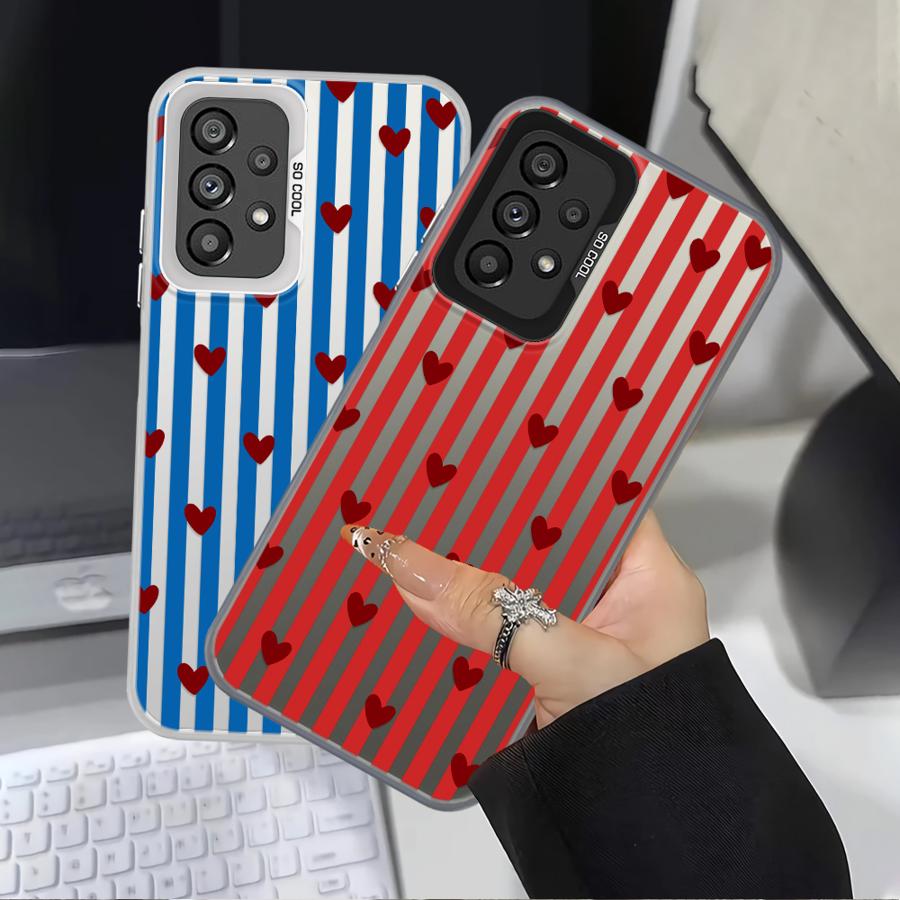 Case for Samsung Galaxy A12 A26 A13 A14 A17 A20s A31 A24 A25 A21s A23 A34 A15 A16 A35 Phone Cover Stripe Love Heart