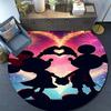 Minnie and Mickey Mouse print round rug, Valentine's Day, anniversary floor decoration, wedding room rug