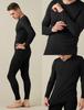 LAPASA Warm Cold Weather Warm Top and Bottom Black Top and Bottom Size Innerwear, Underwear, Set, Fleece-Lined [1. (Lightweight Set), L]