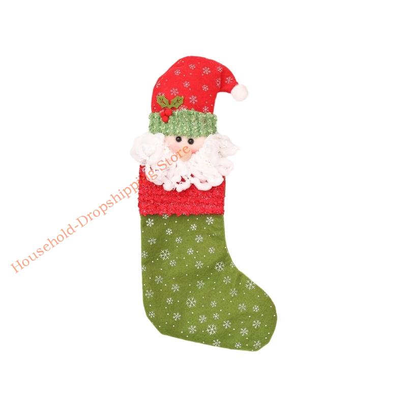 Large Christmas Stocking Soft Fabric Hanging Sock Holiday Party Gifts Bag Decoration For Christmas Tree Ornament Mantels