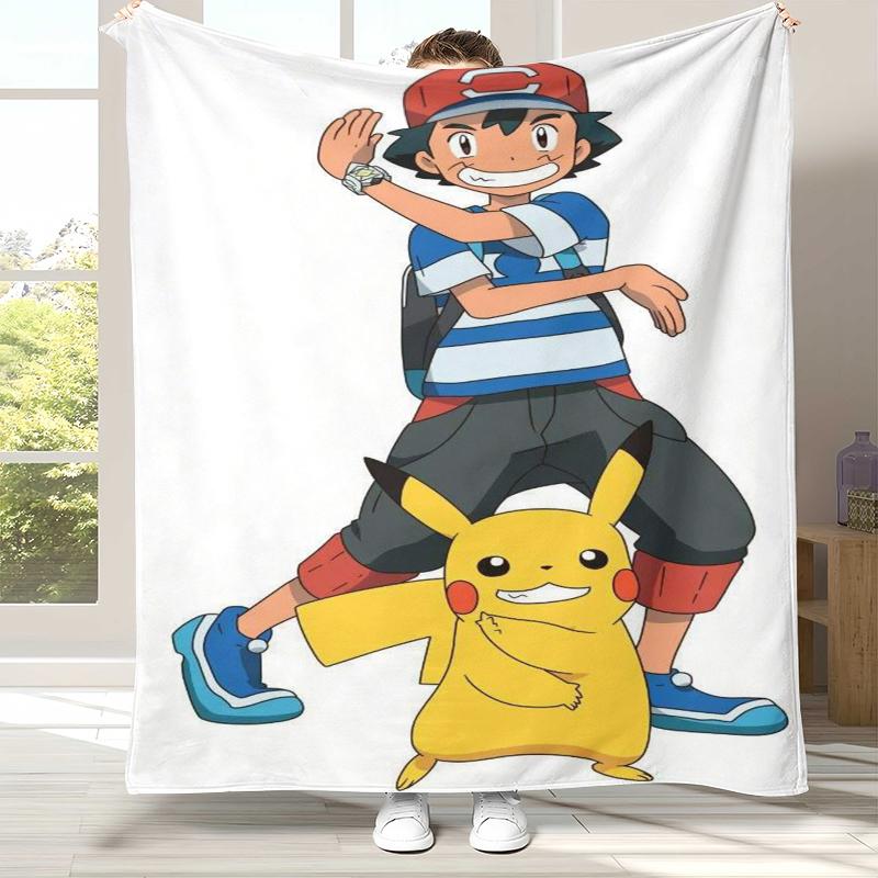 6 Style Pikachu Pokemon Flannel Blanket,Ultra Soft Warm Plush Throw for Home Bedroom Bed Sofa Cover Office Camping Picnic Gift