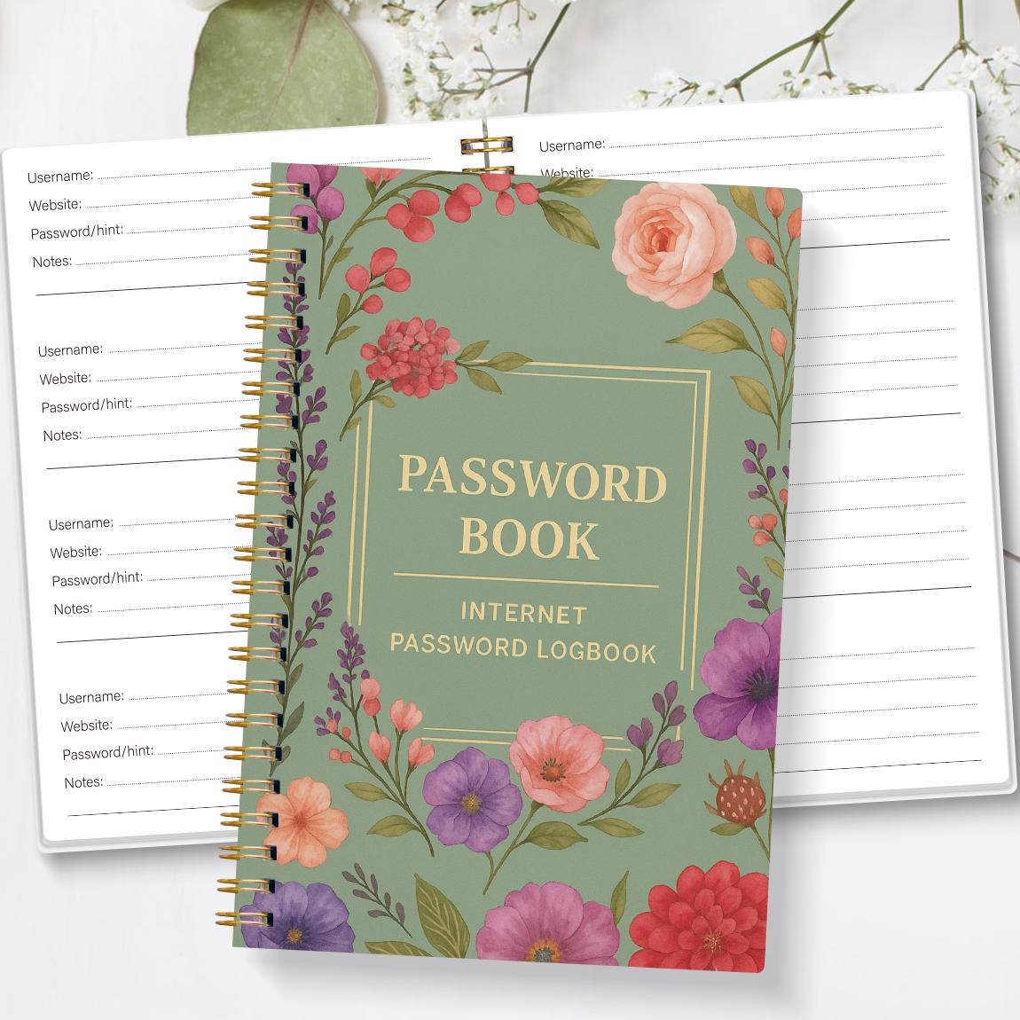 

A5 Password Book,Internet Account and Website Login Organizer,Notes Section, Perfect Password Journal for Managing Cybersecurity зелений