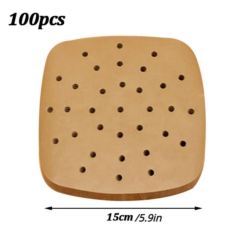 100pcs Disposable Air Fryer Parchment Paper Air Fryer Paper Liner Non Stick Steamer Liner Oven Microwave Steamer Basket