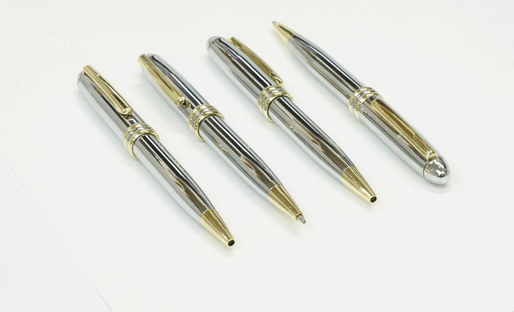 Barrel Brilliant Silver Retractable Ballpoint Pen In Premium Box 3-pack All-brass K7-PD07-3