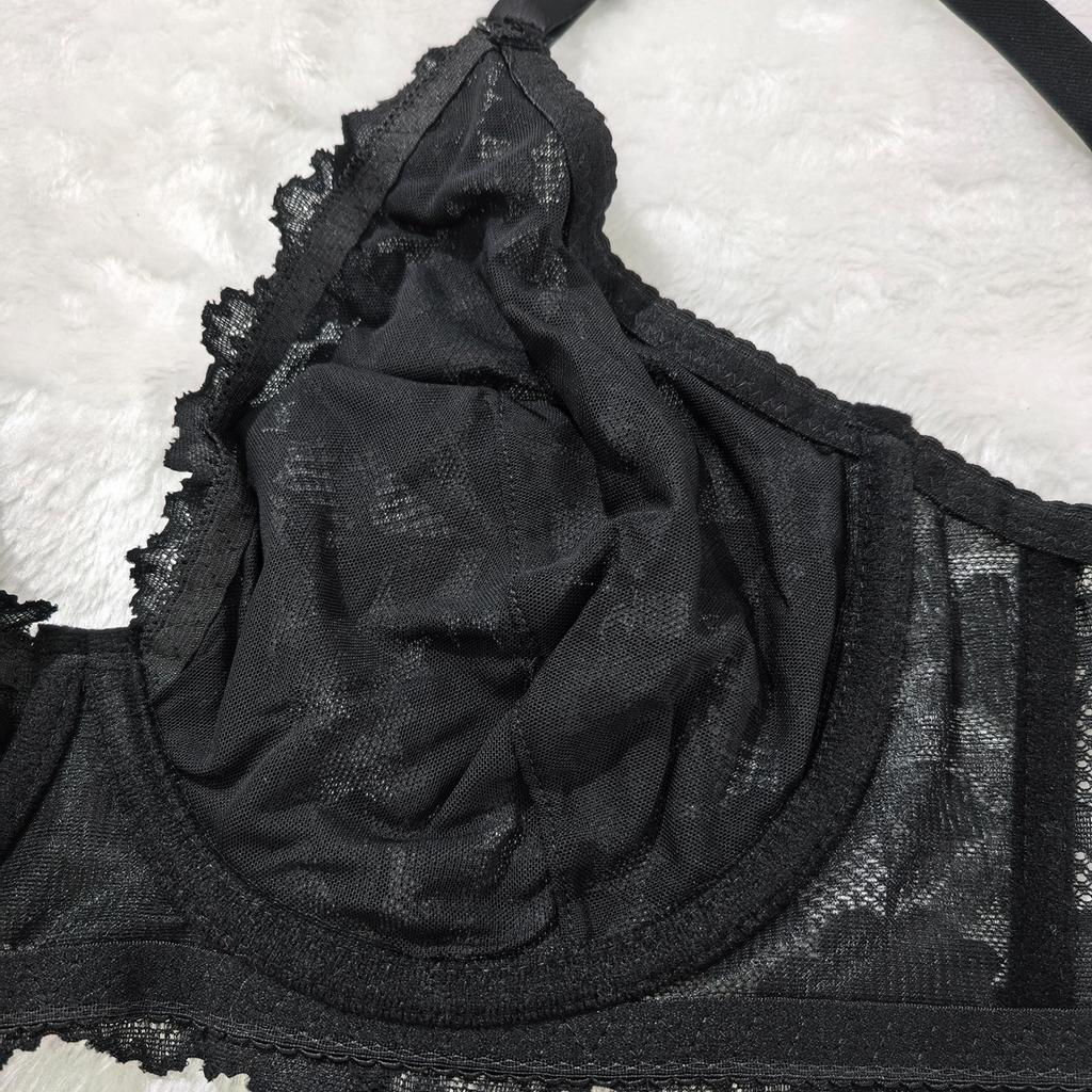 Plus Size C-D Cup Lace Bra - Lightweight Breathable Mesh Fabric, Push Up Women's Intimate Apparel