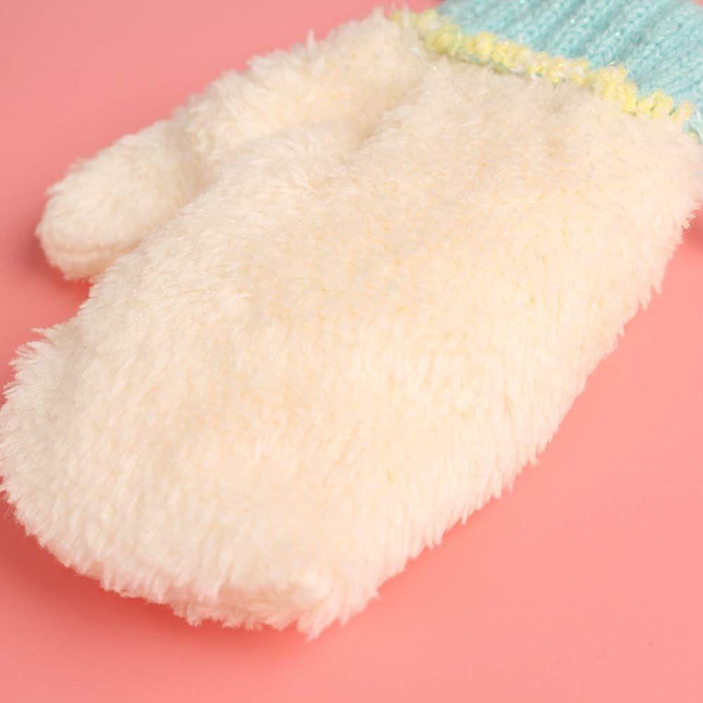 Winter Plush Hanging Neck Knitted Mittens Cute Thick Warm Kids Gloves
