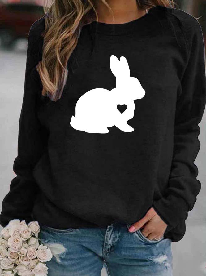Women's Rabbit Print Round Neck Sweatshirt, 2026 Edition