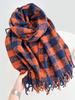 Autumn Winter Women Preppy Knit Scarf Lady Men Sweet Casual Plaid Tassel Scarve Wrap Shawl Femme Male Unisex Fashion Korean New