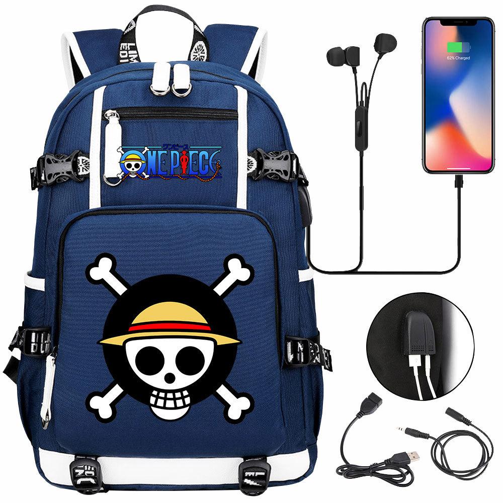 Anime Skull Print Large Capacity Backpack for Teens Students Casual Travel Daypack Lightweight Waterproof