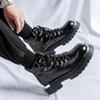 Modne buty męskie z grubą podeszwą Modny projektant Nowy styl Na zewnątrz Motocyklowe codzienne Wypoczynek Impreza Eleganckie młodzieżowe buty klasyczne Czarne