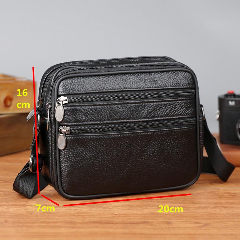 Genuine Cowhide Leather Men Travel Sling Bag Casual Shoulder Crossbody Bags for Male Casual Messenger Bag Satchel Bags