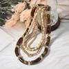 Lunga Collana Multistrato Collana di Perline Marrone Scuro Collana Boemia Creativa Festa
