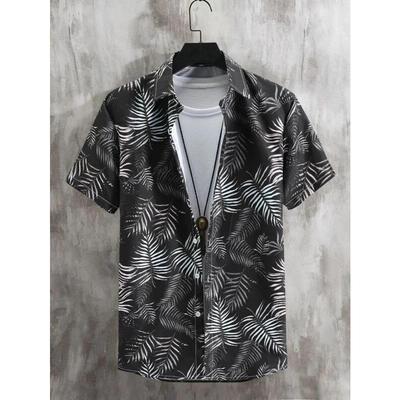 Herenhemd Tropische plantenpatroon 3D-print Tops Nieuw Zomer Casual Vakantiehemd Knopen Revers Korte Mouwen Unisex Kleding