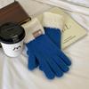 Glutinous Jiji Warmth and Thickened Solid Color Winter Wool Gloves Student Finger Cute Korean New Simple Women