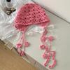 Ethnic Style Hollow Lace Fringed Bag Head Hat Women'S Spring And Summer Thin Knitted Pullover Hat Retro Literary And Artistic Show Small Face